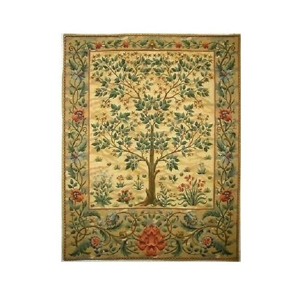 BELGIAN Jacquard WOVEN Hand Finished  Tree of Life William MORRIS Design Tapestry Wall Hanging, 92cm x 70cm, 37" x 28" Lined with Rod Sleeve