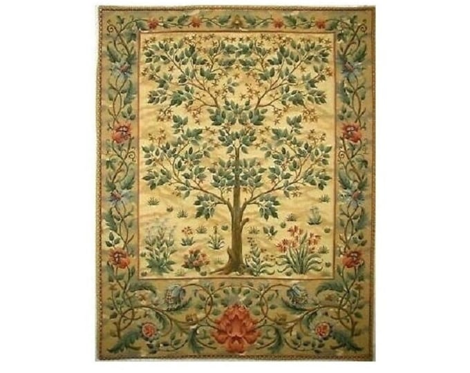 BELGIAN WOVEN Hand Finished 47cm x 69cm / 18.5" x 27" Tree of Life William MORRIS Design Tapestry Wall Hanging