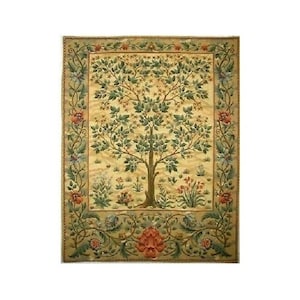 BELGIAN WOVEN Hand Finished 47cm x 69cm / 18.5&quot; x 27&quot; Tree of Life William MORRIS Design Tapestry Wall Hanging