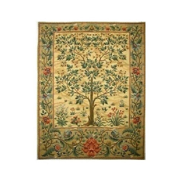BELGIAN WOVEN Hand Finished 47cm x 69cm / 18.5" x 27" Tree of Life William MORRIS Design Tapestry Wall Hanging