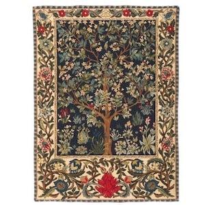 BELGIAN Jacquard WOVEN Hand Finished 46cm x 63cm / 18" x 25" Tree of Life William MORRIS Design Fully Lined Tapestry Wall Hanging