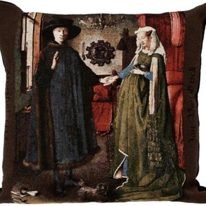 Jan Van Eyck ARNOLFINI, BELGIAN Belgium Jacquard WOVEN Hand Finished Tapestry Pillow Cushion Cover, 46cm x 46cm 18&quot; x 18&quot;