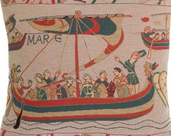Navigio Mare Sea Crossing Hastings Bayeux BELGIAN Belgium Jacquard WOVEN Hand Finished Tapestry Pillow Cushion Cover, 33cm 13", with zip