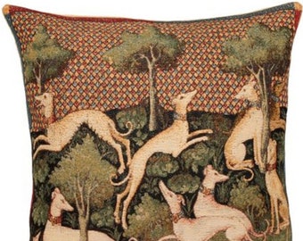 Greyhounds Levriers BELGIAN Belgium Jacquard WOVEN Hand Finished Tapestry Pillow Cushion Cover, 46cm x 46cm 18" x 18"