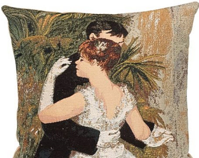 RENOIR Danse a la Ville, Town Dance, BELGIAN Belgium Jacquard WOVEN Hand Finished Tapestry Pillow Cushion Cover, 46cm x 46cm 18" x 18"