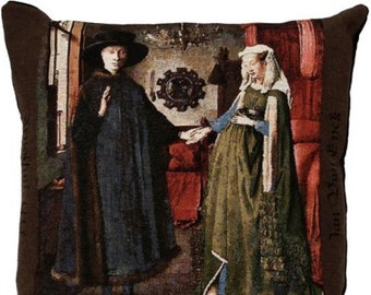 Jan Van Eyck ARNOLFINI, BELGIAN Belgium Jacquard WOVEN Hand Finished Tapestry Pillow Cushion Cover, 46cm x 46cm 18" x 18"