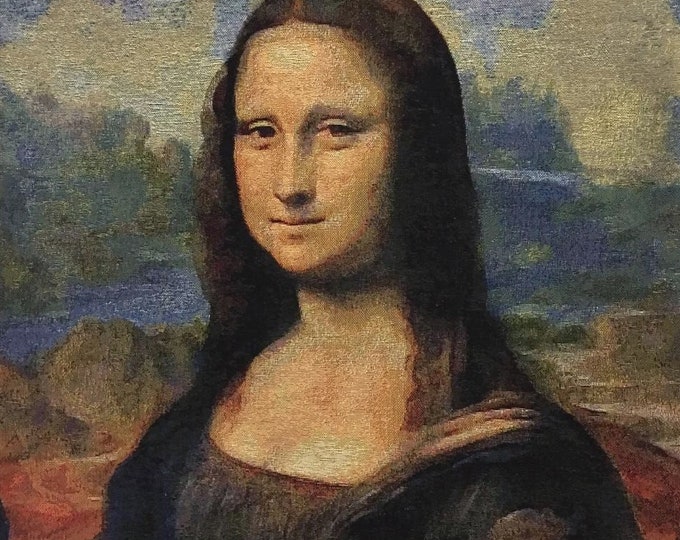 Leonardo Da VINCI Famous Mona Lisa BELGIAN Belgium Jacquard WOVEN Hand Finished Tapestry Pillow Cushion Cover, 46cm x 46cm 18" x 18"