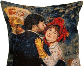 RENOIR Danse a la Campagne, Country Dance, BELGIAN Belgium Jacquard WOVEN Hand Finished Tapestry Pillow Cushion Cover, 46cm x 46cm 18" x 18"