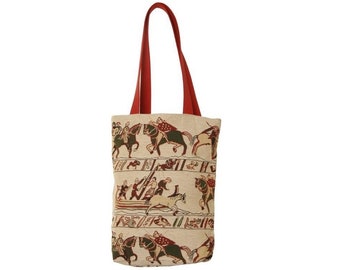BELGIAN Jacquard Tapestry Woven Hand Finished Tote Shoulder Bag Handbag, BAYEUX SCENE, Fauve Fine Arts, 38cm x 34cm Excluding Handles