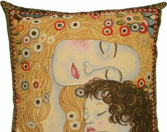 Gustav KLIMT Les Trois Ages BELGIAN Belgium Jacquard WOVEN Hand Finished Tapestry Pillow Cushion Cover, 44cm x 44cm, 17" x 17"