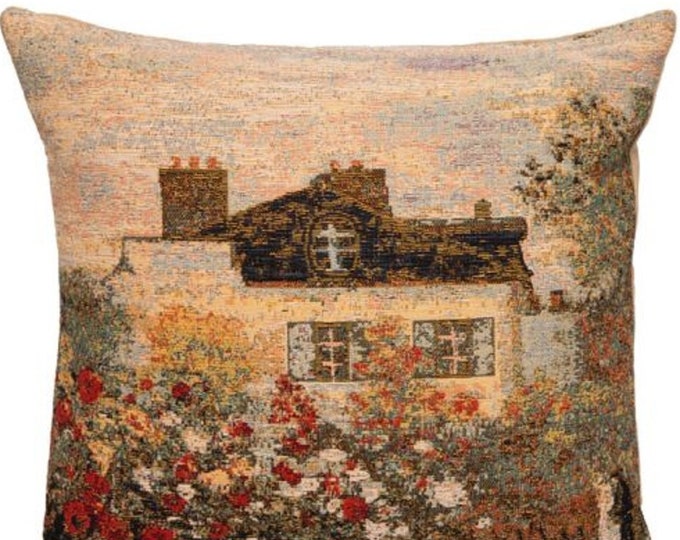 Claude MONET Maison Monet, Monet's House, BELGIAN Belgium Jacquard WOVEN Hand Finished Tapestry Pillow Cushion Cover, 45cm x 40cm 18" x 16"