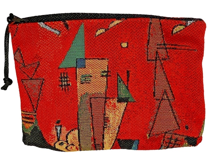 Kandinsky For & Against, Hand Finished BELGIAN TAPESTRY Trousse Purse Pouch Toiletry Cosmetic Bag 20CM X 15CM, with zip