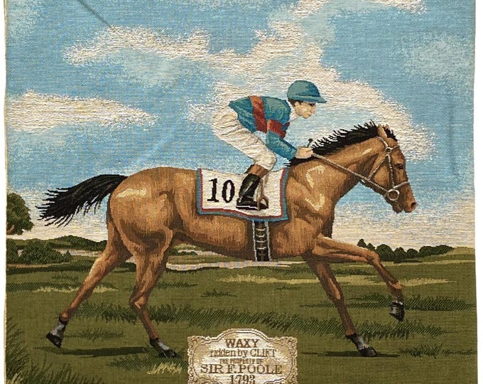 Horse Racing Jockey 1793 BELGIAN Belgium Jacquard Woven Hand Finished Tapestry Pillow Cushion Cover With Zip, 46cm x 46cm 18" x 18", 3031