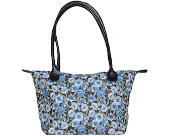 Bleuets Cornflowers BELGIAN TAPESTRY Malta Style Hand Bag 36cm x 24cm Hand finished, fully lined, leather handles, zip closure