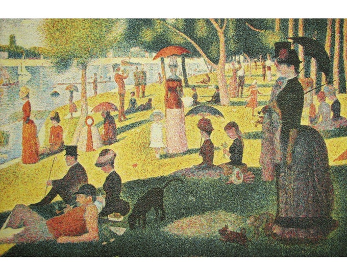 SEURAT Sunday Afternoon on La Grande Jatte Belgian Jacquard Woven Hand Finished Tapestry Wall Hanging + Rod Sleeve, 71cm x 48cm, 28" x 19"
