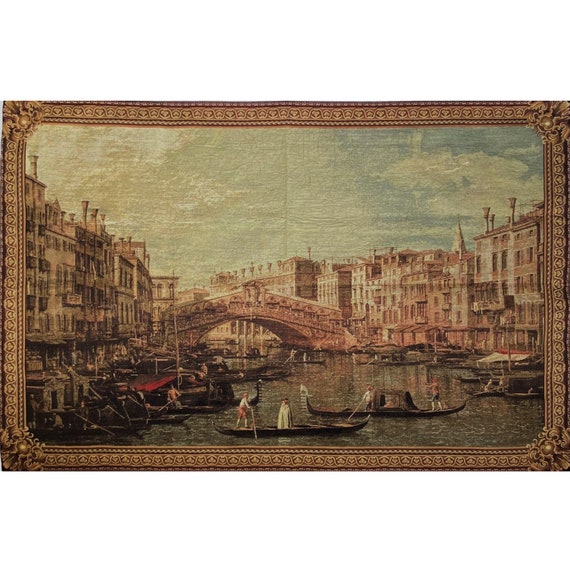 Tapisserie Murale Venise - Pont Du Rialto Et Grand Canal - Fabriquée En Italie (Occasion)