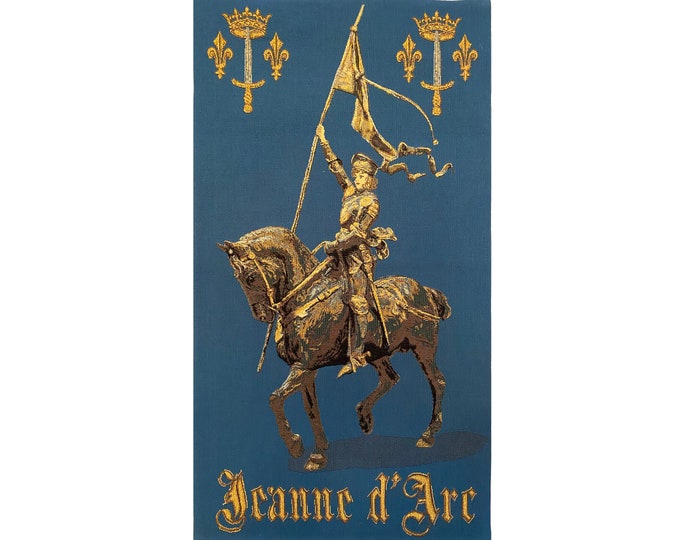 Joan of Arc Jeanne D'Arc, 46cm x 84cm, 18" X 33" BELGIAN Belgium jacquard woven tapestry wall hanging, fully lined with rod sleeve