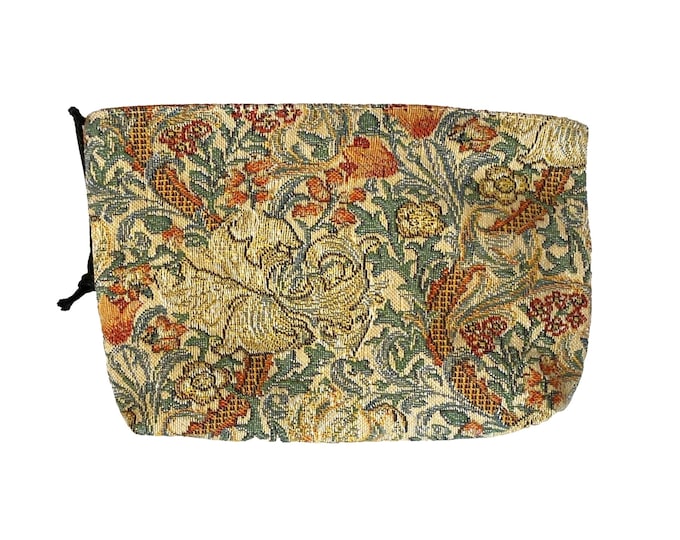 WIlliam Morris Golden Lily Pattern, Hand Finished BELGIAN TAPESTRY Trousse Purse Pouch Toiletry Cosmetic Bag 20CM X 15CM, with zip