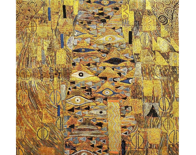 Gustav KLIMT Patchwork BELGIAN Belgium Jacquard WOVEN Hand Finished Tapestry Wall Hanging 29.5" x 27.5" 75cm x 70cm Lined + Rod Sleeve