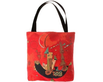 KANDINSKY For & Against BELGIAN Tapestry Woven Hand Finished LARGE Tote Shoulder Bag Handbag, Size 46cm x 46cm 18" x 18" Excl. Handles