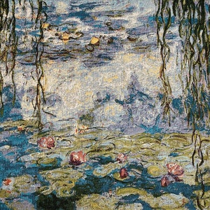 Claude MONET Nympheas Water Lilies Belgian Jacquard Woven Hand Finished Tapestry Wall Hanging, Lined, Rod Sleeve, 89cm x 70cm, 35&quot; x 27.5&quot;