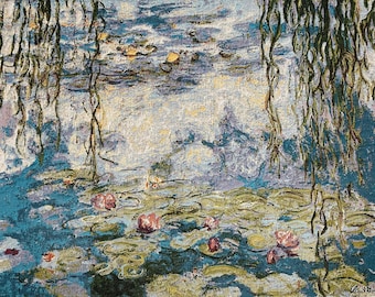 Claude MONET Nympheas Water Lilies Belgian Jacquard Woven Hand Finished Tapestry Wall Hanging, Lined, Rod Sleeve, 88cm x 141cm, 35" x 56"