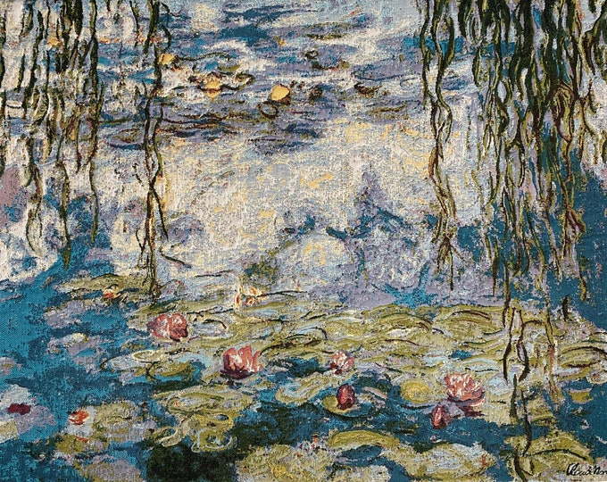 Claude MONET Nympheas Water Lilies Belgian Jacquard Woven Hand Finished Tapestry Wall Hanging, Lined, Rod Sleeve, 88cm x 141cm, 35" x 56"