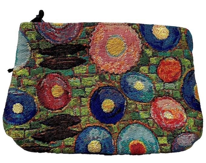 Gustav Klimt Circles, Hand Finished BELGIAN TAPESTRY Trousse Purse Pouch Toiletry Cosmetic Bag 20CM X 15CM, with zip
