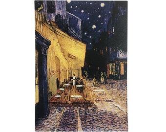 Vincent Van GOGH Café Terrace at Night French Jacquard Woven Hand Finished & Lined Tapestry Wall Hanging, 63cm x 46cm, 25" x 18"
