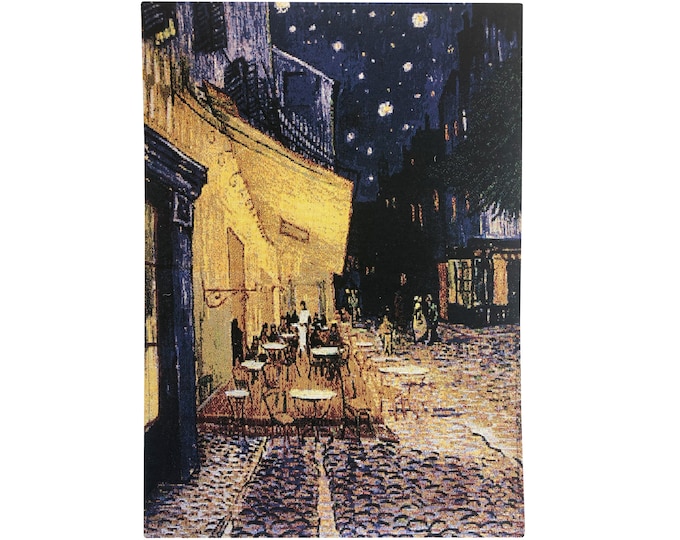 Vincent Van GOGH Café Terrace at Night French Jacquard Woven Hand Finished & Lined Tapestry Wall Hanging, 63cm x 46cm, 25" x 18"