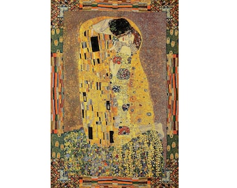 GUSTAV KLIMT The KISS 106cm X 70cm (42" x 28") High Quality Belgian Jacquard Woven Hand Finished Lined Tapestry Wall Hanging with Rod Sleeve