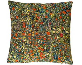 Gustav KLIMT Field of Poppies BELGIAN Belgium Jacquard WOVEN Hand Finished Tapestry Pillow Cushion Cover, 45cm x 45cm, 17.5" x 17.5"
