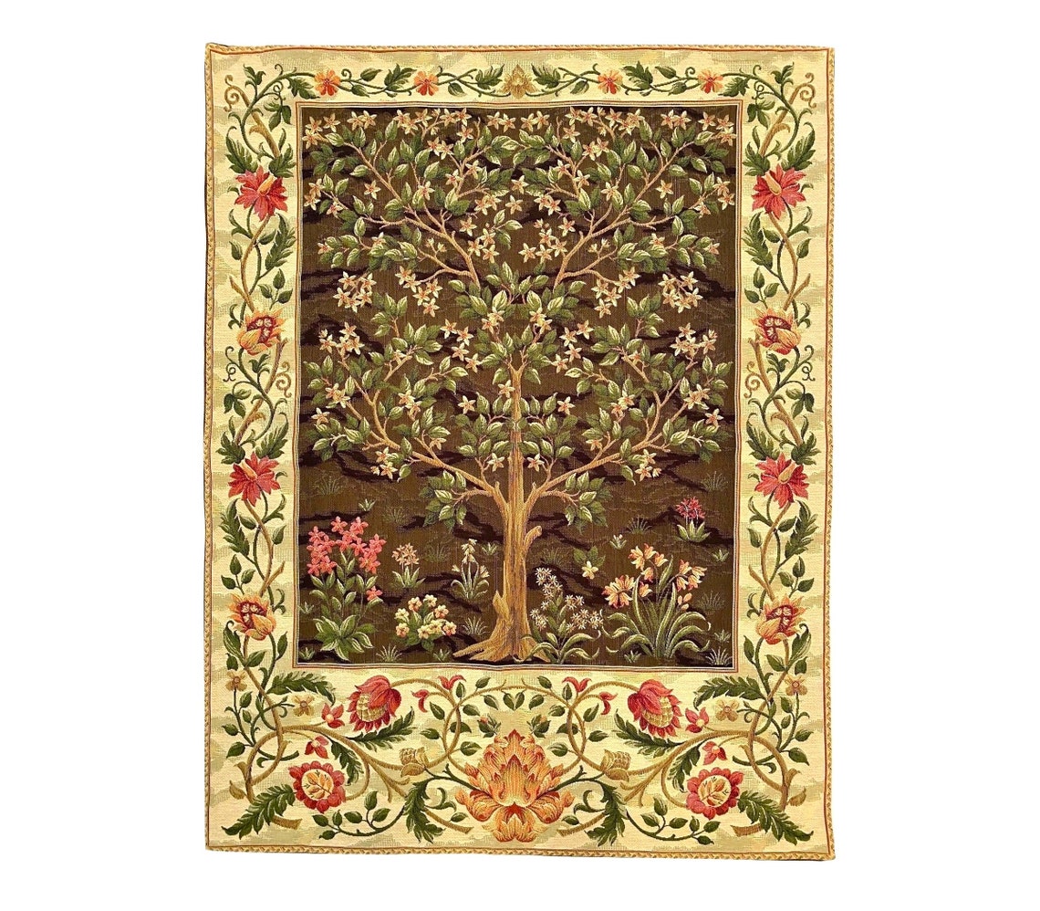 Tree of Life William MORRIS Design BELGIAN Jacquard WOVEN Hand Finished ...