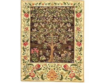 Tree of Life William MORRIS Design BELGIAN Jacquard WOVEN Hand Finished  Fully Lined Tapestry Wall Hanging 26.8" x 18.5", 68cm x 47cm