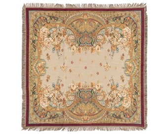 Samsara "Ariya" TAPESTRY Table Throw Bed Spread Occasional Cover with Tassels BELGIAN Jacquard Woven 150cm x 150cm