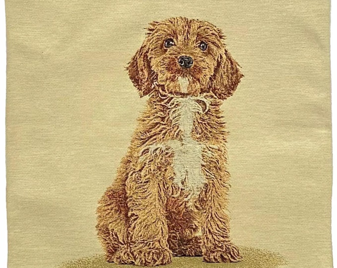 Bichon Frisé Dog Hand Finished Tapestry Pillow Cushion Cover, Zip, Soft Touch Velvet Cotton Reverse 44cm x 44cm 17" x 17"
