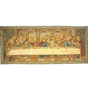 Leonardo Da VINCI&#39;s The Last Supper BELGIAN Belgium Jacquard WOVEN Hand Finished Fully Lined Tapestry Wall Hanging, 165cm x 66cm, 65&quot; x 26&quot;