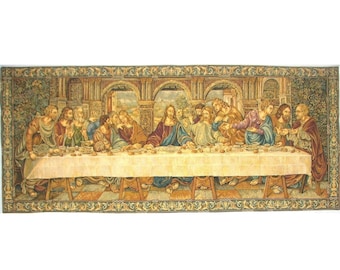 Leonardo Da VINCI's The Last Supper BELGIAN Belgium Jacquard WOVEN Hand Finished Fully Lined Tapestry Wall Art Hanging 165 x 66cm, 65" x 26"