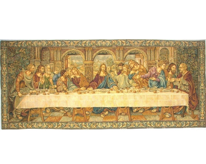 Leonardo Da VINCI's The Last Supper BELGIAN Belgium Jacquard WOVEN Hand Finished Fully Lined Tapestry Wall Hanging, 165cm x 66cm, 65" x 26"