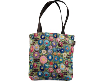 GUSTAV KLIMT Circles, BELGIAN Tapestry Woven Hand Finished Large Tote Shoulder Bag Handbag, Size 46cm x 46cm 18" x 18" Excluding Handles
