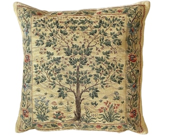 Tree of Life William MORRIS Design BELGIAN Belgium Jacquard WOVEN Hand Finished 34cm 13.5" Fauve Fine Arts Tapestry Pillow Cushion Cover