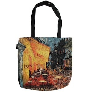Van GOGH Cáfe Terrasse bei Nacht BELGIAN Tapisserie Gewebte Hand fertigte LARGE Tote Schultertasche Handtasche 46 cm x 46 cm / 18 &quot;x 18&quot;excl. Griffe