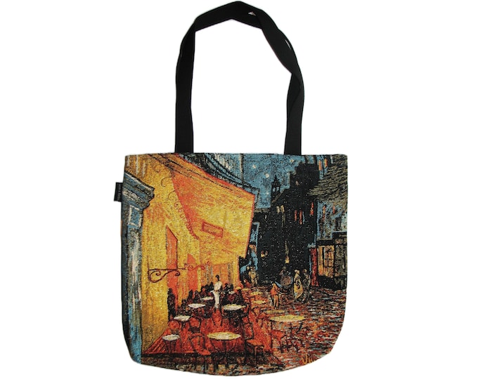 Van GOGH Cáfe Terrace at Night BELGIAN Tapestry Woven Hand Finished LARGE Tote Shoulder Bag Handbag 46cm x 46cm / 18" x 18"excl. handles