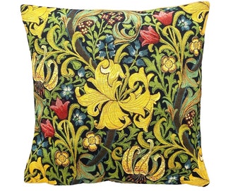 William MORRIS Golden Lily Design BELGIAN Belgium Jacquard WOVEN Hand Finished Tapestry Pillow Cushion Cover, 47cm x 47cm 18" x 18"