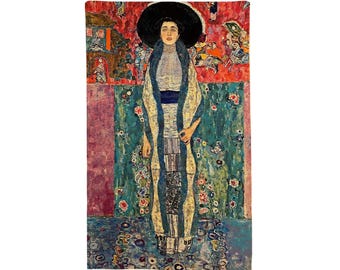 GUSTAV KLIMT Adele Bloch Bauer 70cm x 45cm, 27.5" x 17.7" BELGIAN Jacquard Woven Hand Finished Tapestry, Lined with Hanging Rod Sleeve