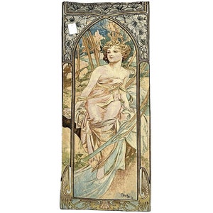 Tenture Murale Alphonse Mucha Art Nouveau - Femme Et Fleurs - 16 X 28 Pouces