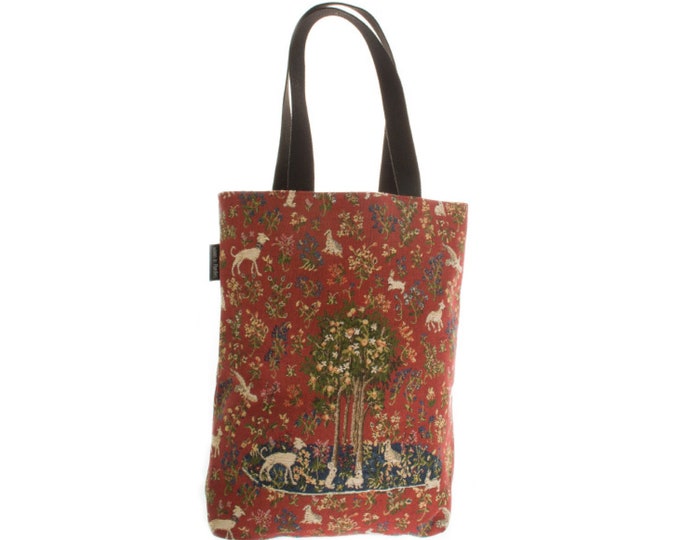 MILANI Tree with Animals BELGIAN Tapestry Woven Hand Finished Tote Shoulder Bag Handbag by Fauve Fine Arts, 38cm x 34cm Excluding Handles