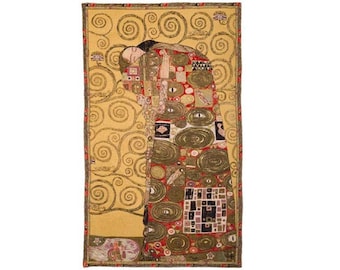 GUSTAV KLIMT Fulfillment High Quality Belgian Jacquard Woven Hand Finished Tapestry Wall Hanging + Rod Sleeve, 29.5" x 17.75", 75cm x 45cm