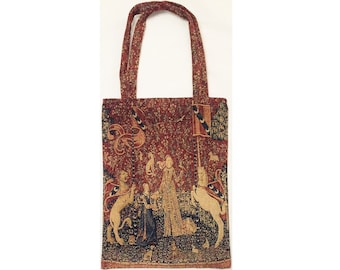 Cluny Lady & the Unicorn FRENCH Tapestry Woven Hand Finished Tote Shoulder Bag Handbag with Matching Tapestry Straps / Handles