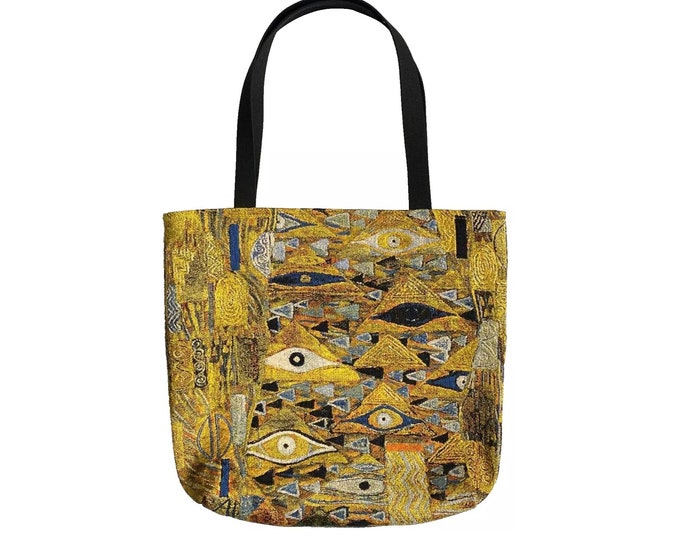 GUSTAV KLIMT Patchwork, BELGIAN Tapestry Woven Hand Finished Large Tote Shoulder Bag Handbag, Size 44cm x 44cm 17.5" x 17.5" Excl. Handles